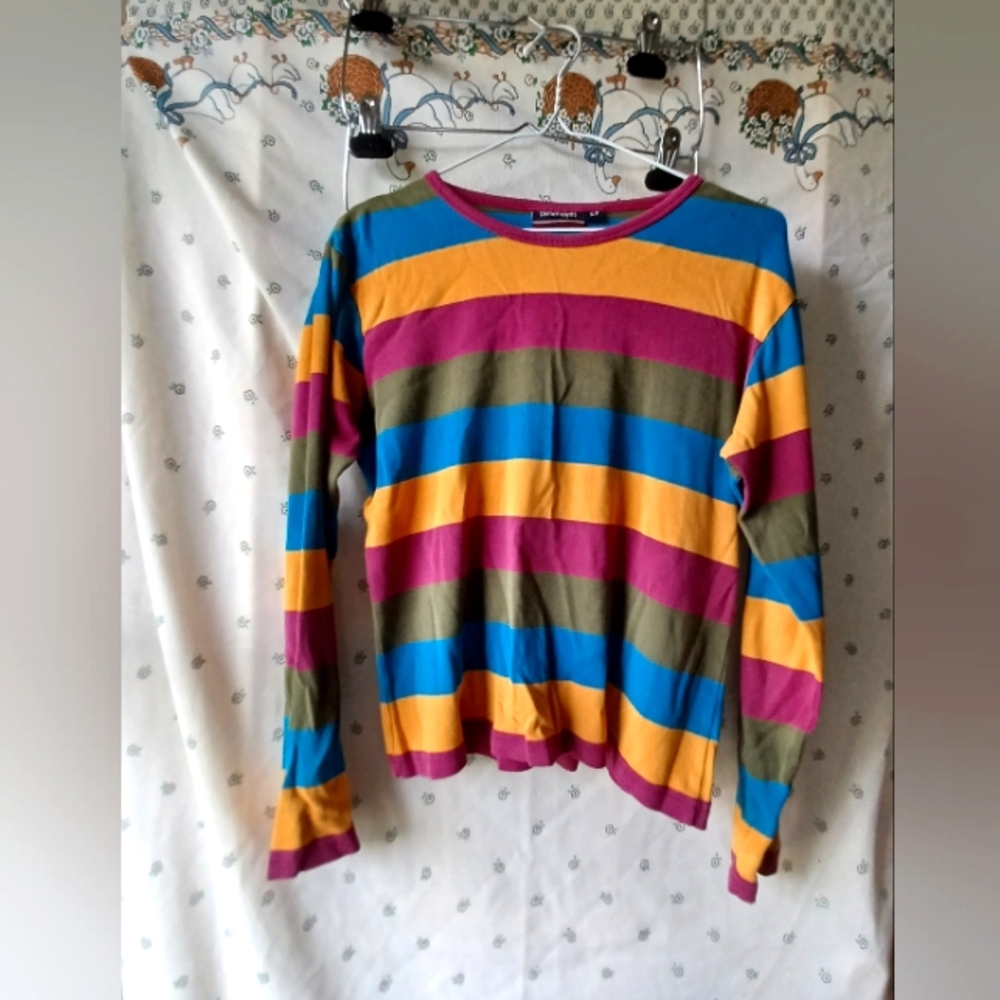 90's Y2K Girlhoodcore Denver Hayes Multicolor Striped Long Sleeve Tee